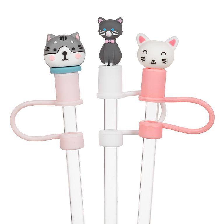 Jumbo Straws with Cat Caps