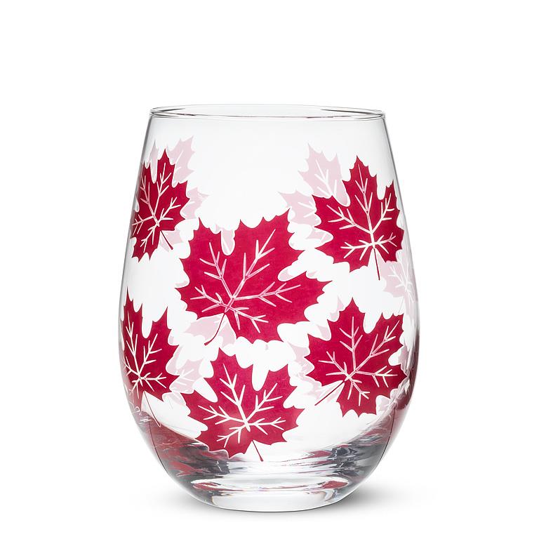 Maple Leaves Stemless Wine Glass