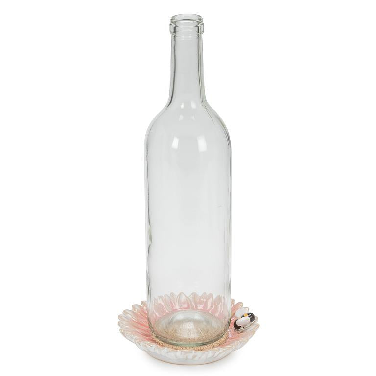 Flower & Bee Candle Holder/Wine Bottle Base