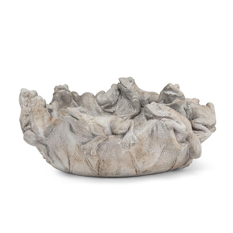 Shallow Garden Bowl with Frogs