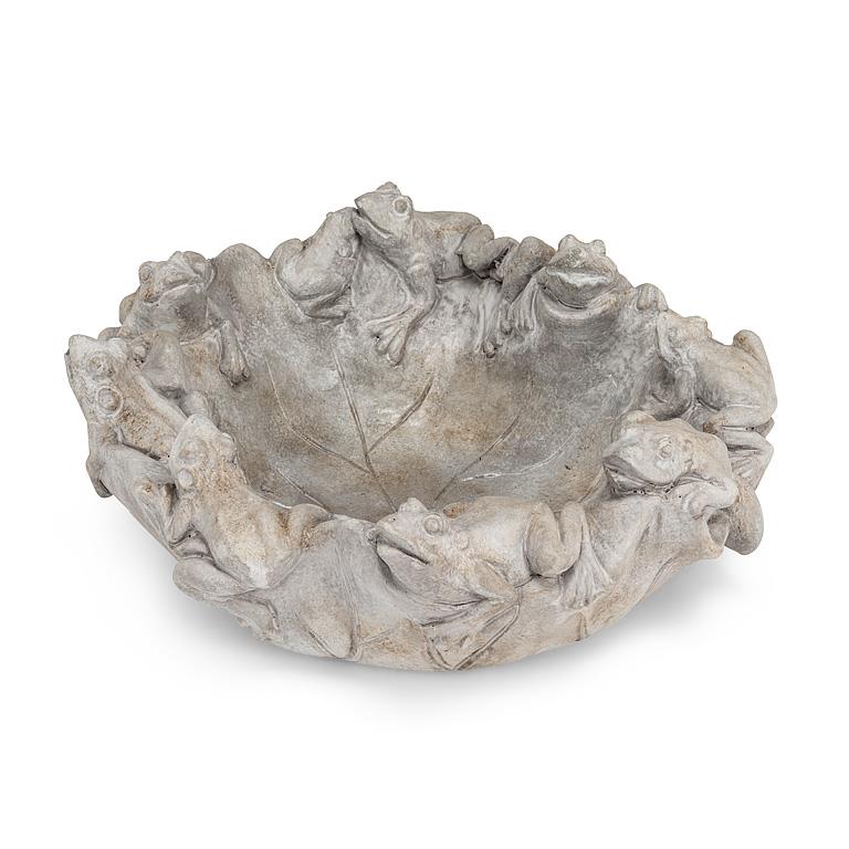 Shallow Garden Bowl with Frogs
