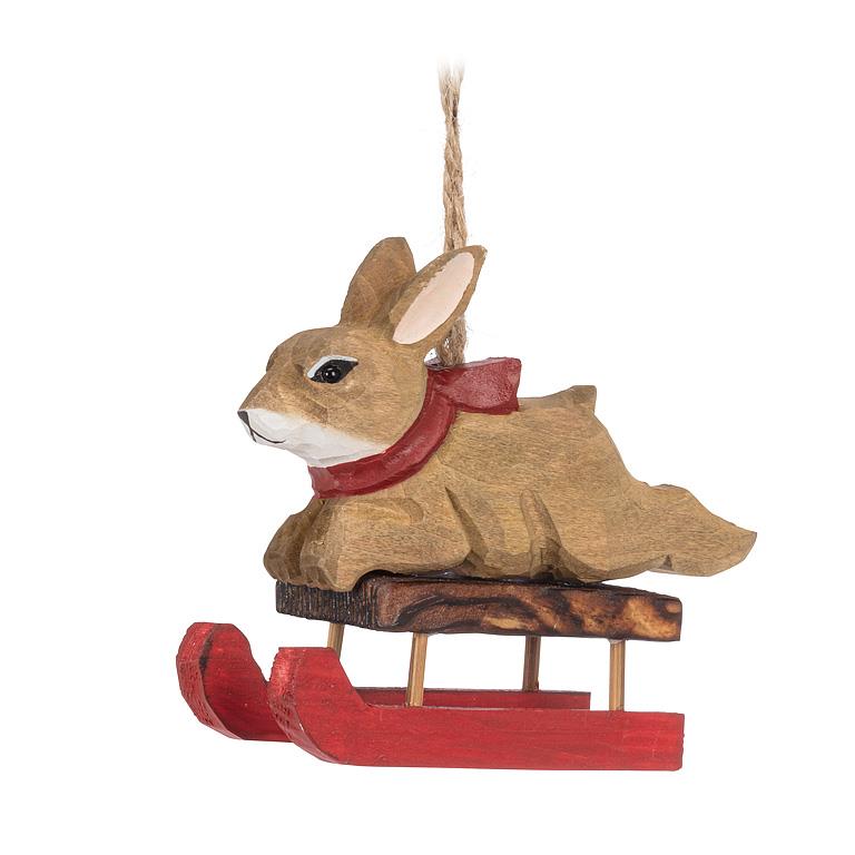 Sledding Rabbit Ornament