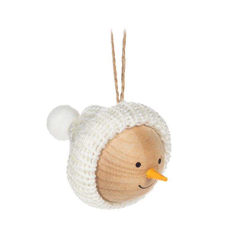 Wooden Snowman Head Ornament