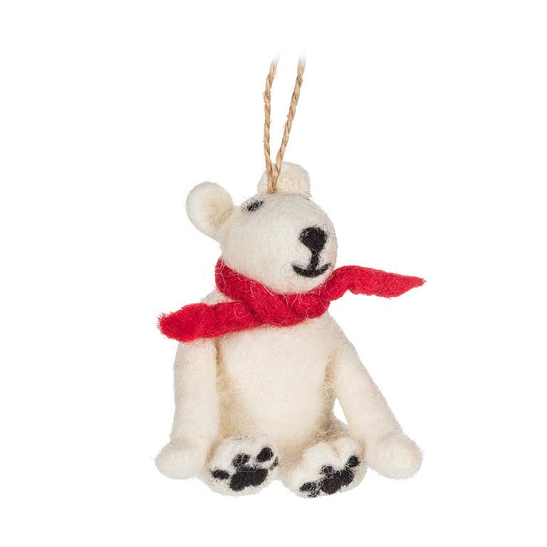 Polar Bear in Scarf Ornament