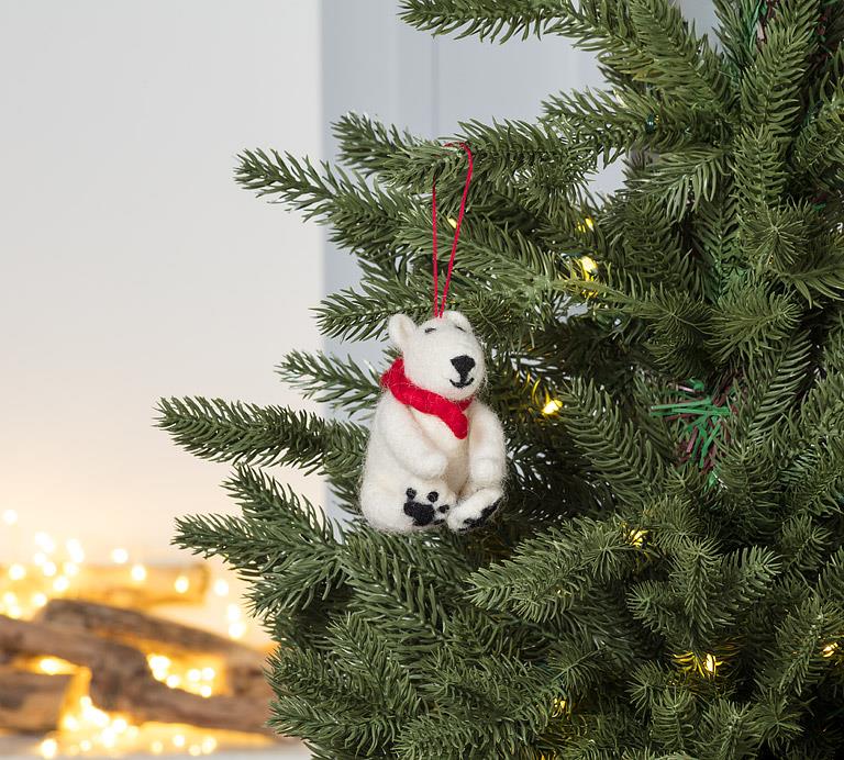 Polar Bear in Scarf Ornament