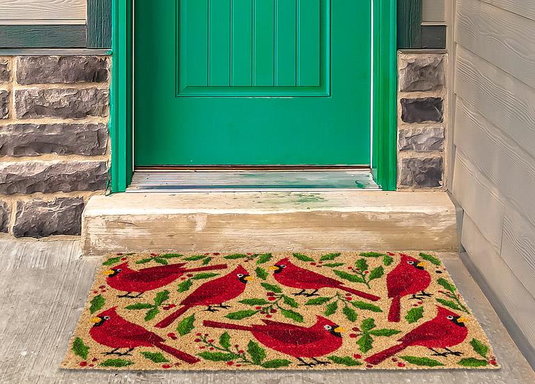 Cardinals & Holly Doormat
