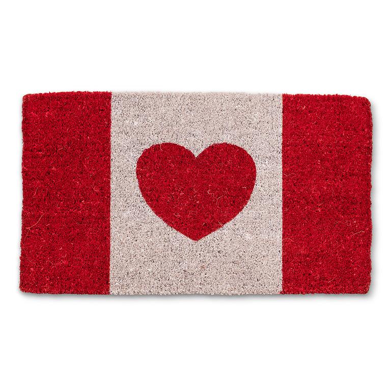 Canadian Flag with Heart Coir Doormat