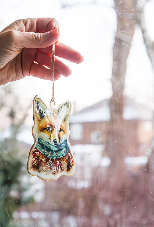 Red Fox in Sweater Ornament