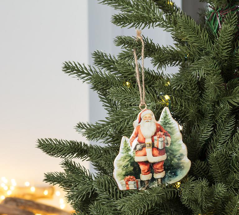 Santa with Trees & Presents Ornament