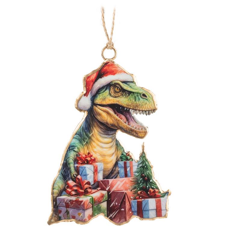 Double Sided Ornament: Christmas Dinosaur
