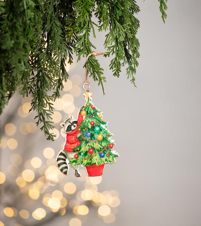 Double-Sided Ornament-Raccoon & Christmas Tree