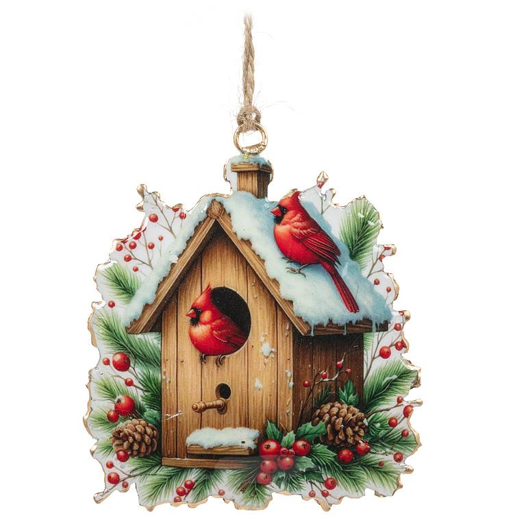 Double-Sided Ornament-Cardinal Birdhouse