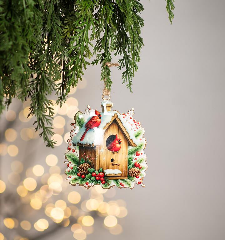 Double-Sided Ornament-Cardinal Birdhouse