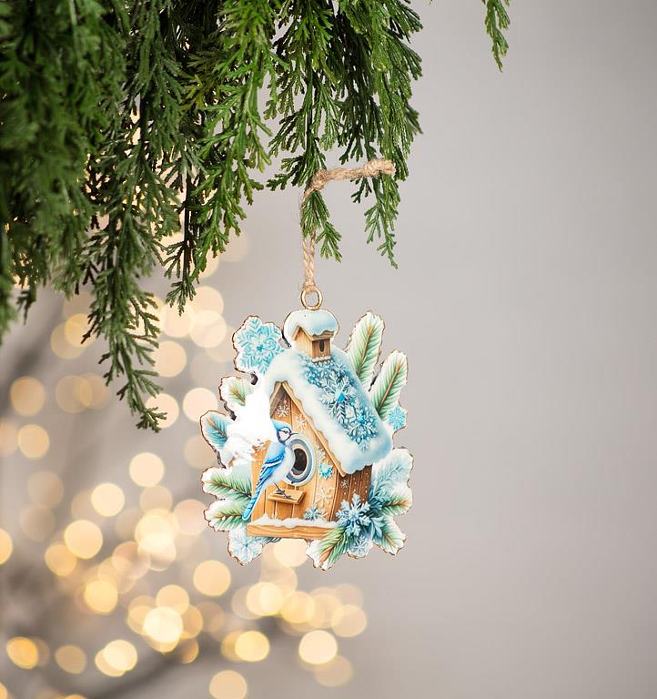 Double-Sided Ornament-Blue Jay Birdhouse