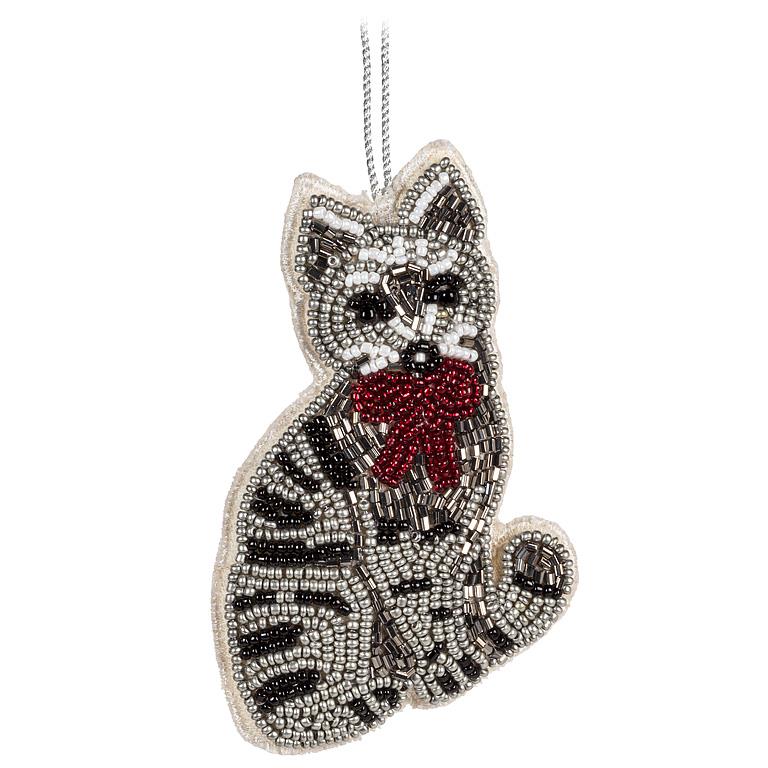 Tabby Cat Bead Ornament