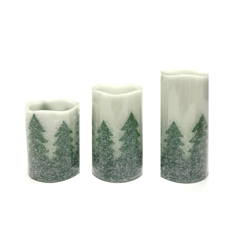 Green Trees LED Candles Set