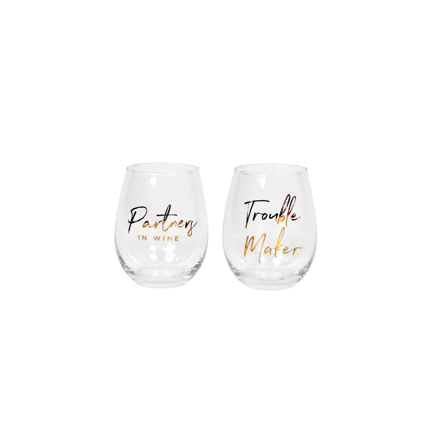 Partners In Wine/Trouble Maker Wine Glass Set