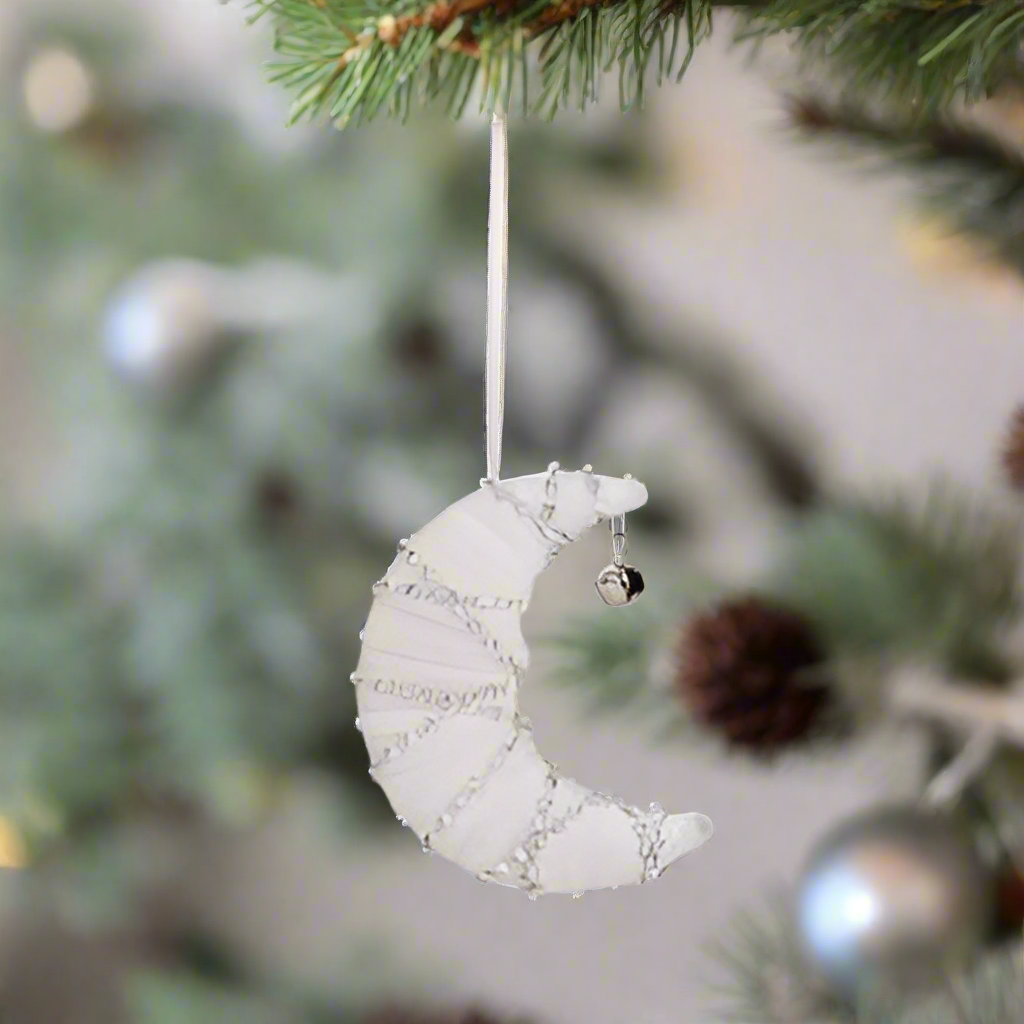 White and Silver Moon Ornament