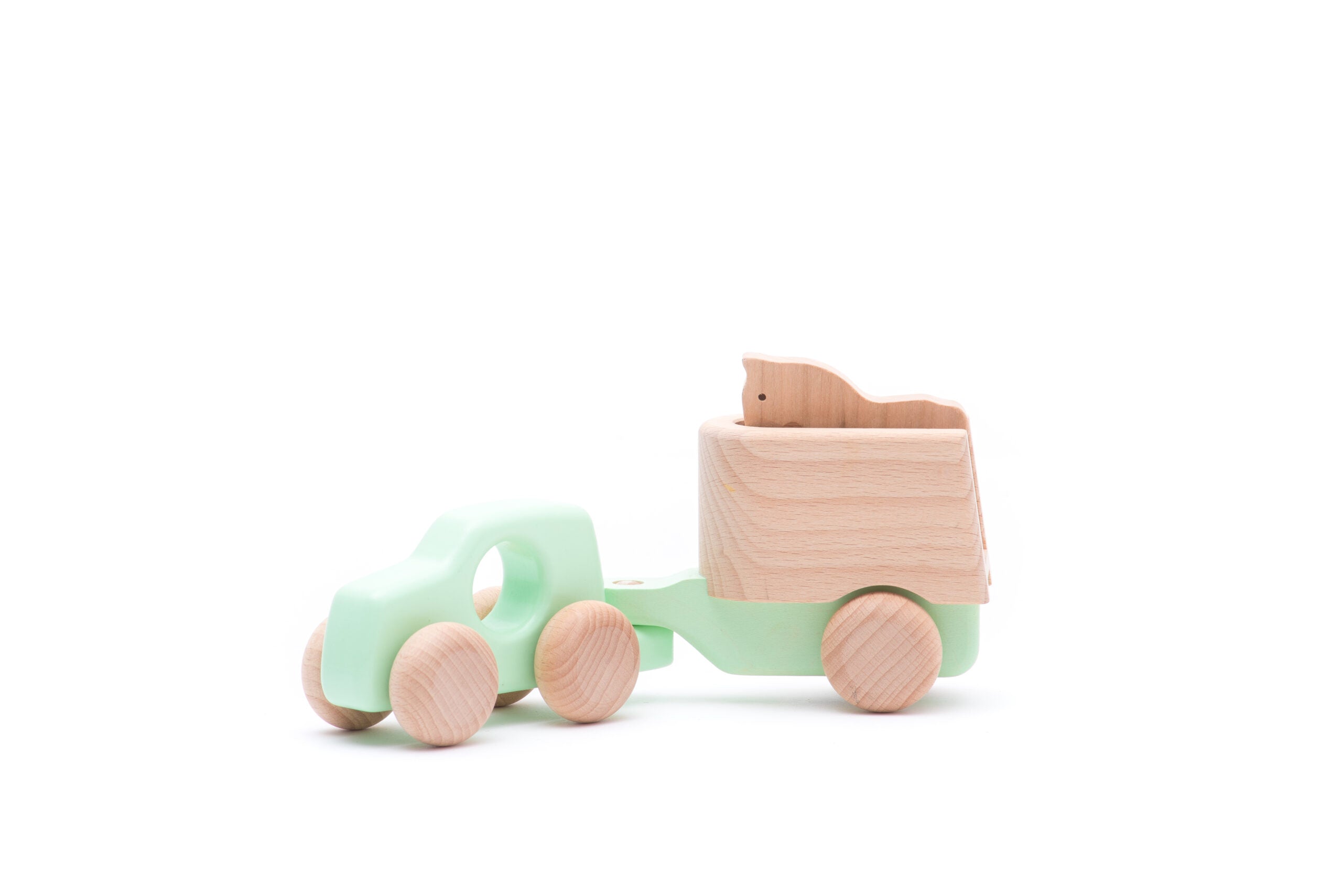 Wooden Toy: Truck & Trailer with Horse