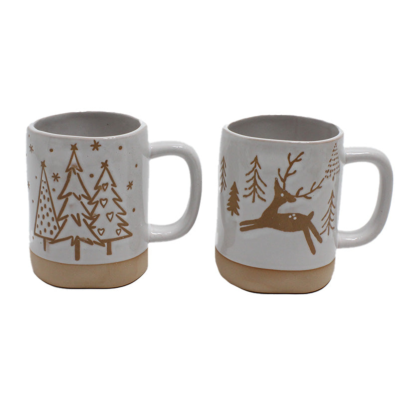 Pottery Style Christmas Mugs