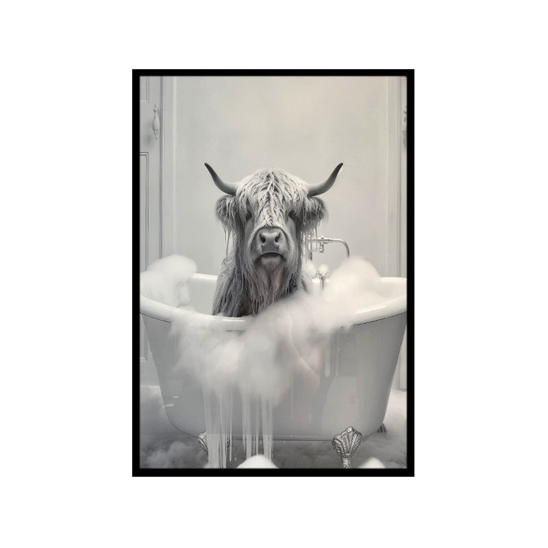 Highland Cow In the Tub Wall Art