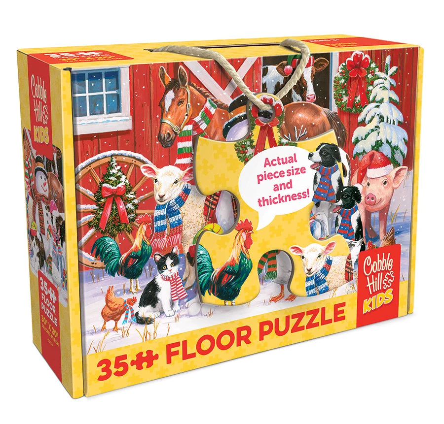 Cobble Hill Floor Puzzle: Festive Farmyard Greetings