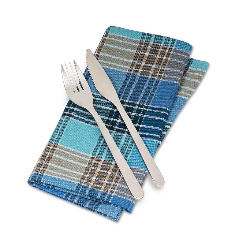 Plaid Table Linens Blue & Brown