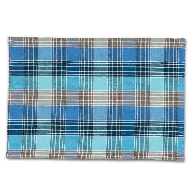 Plaid Table Linens Blue & Brown