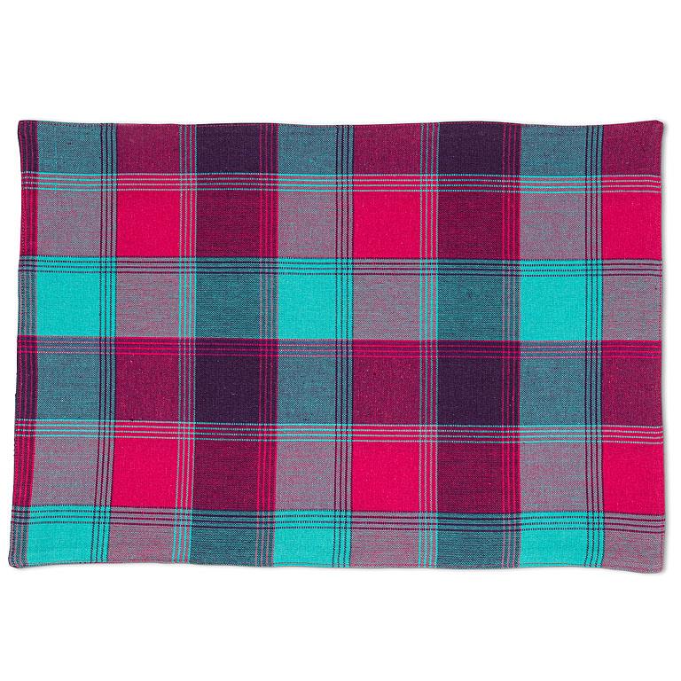 Plaid Table Linens Pink & Turquoise