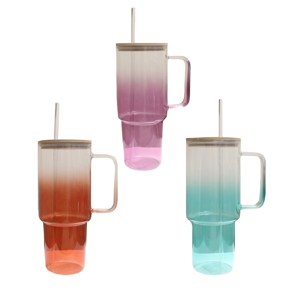 Large Tumbler with Lid and Straw