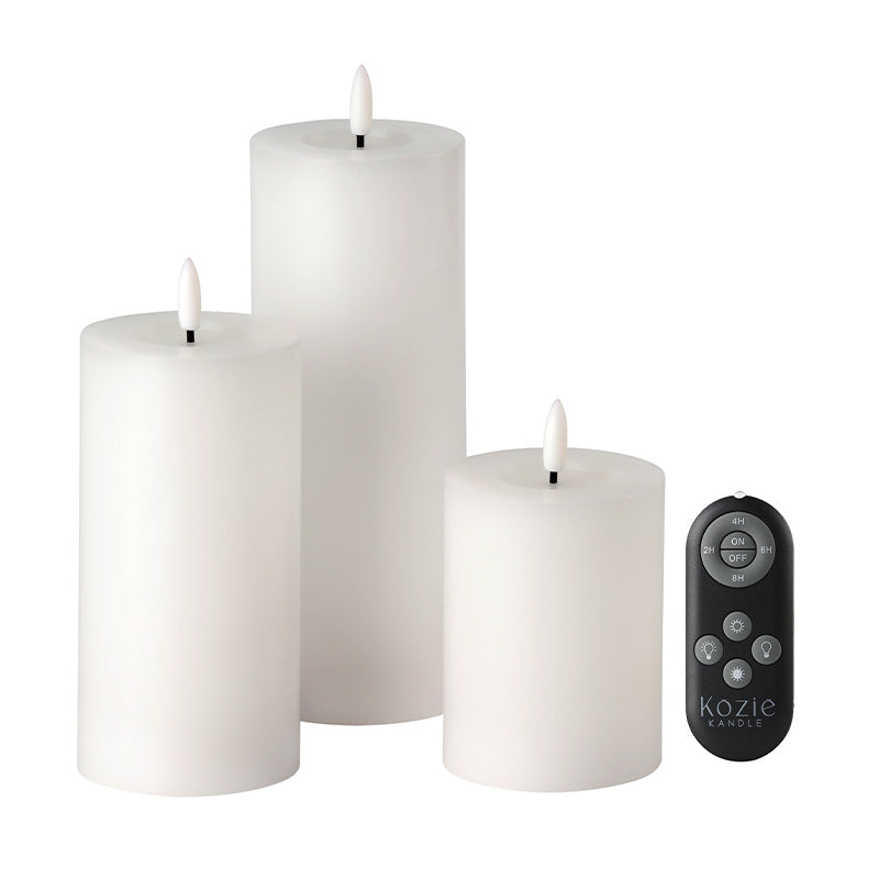 Kozie Home: Set of 3 Candles in White