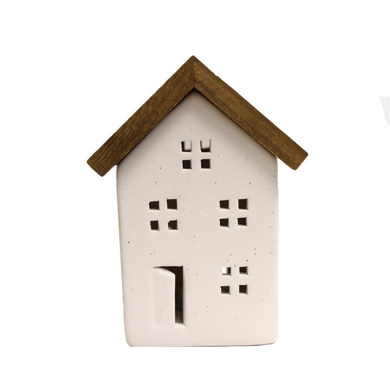 Wood and Ceramic Light Up House