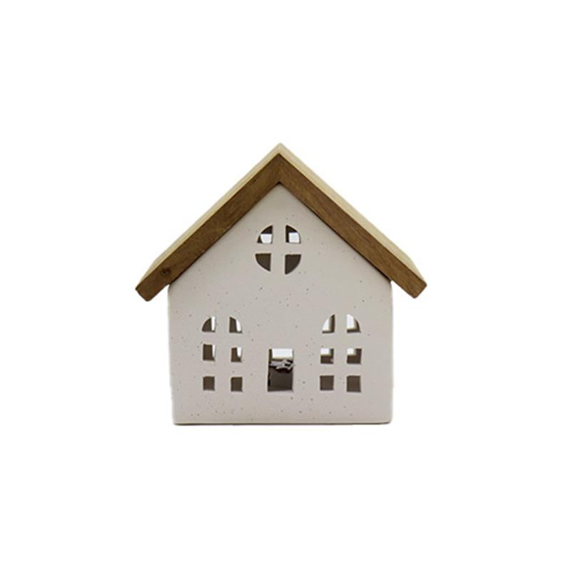 Wood and Ceramic Light Up House