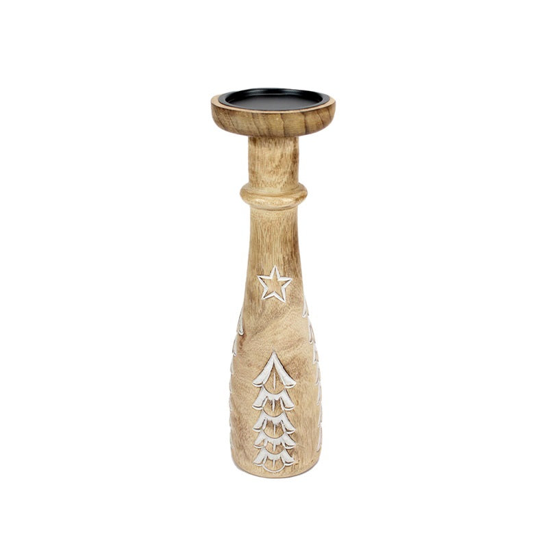 Carved Tree Candle Holder