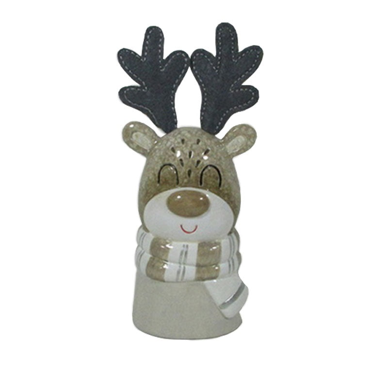 Ceramic Reindeer with Felt Antlers