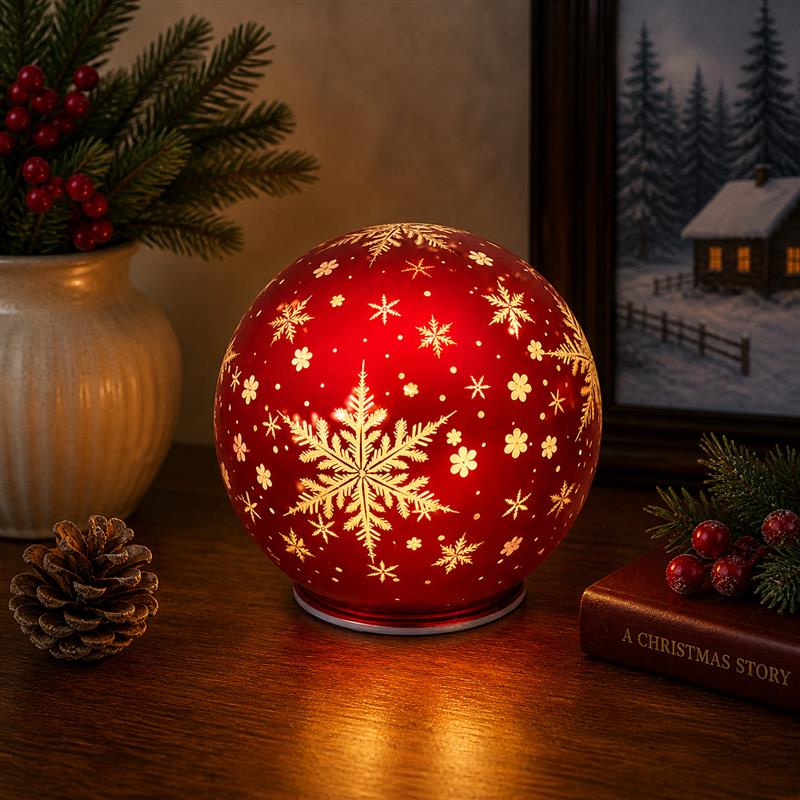 Glass Red Holiday Light Up Orb