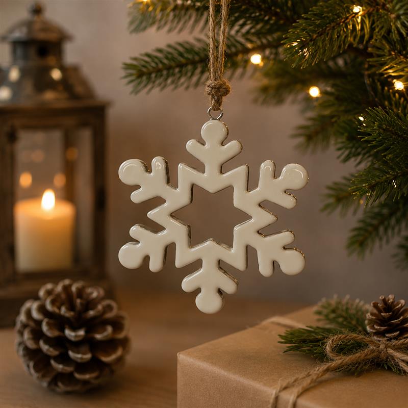 Wooden Hanging Snowflake Ornament