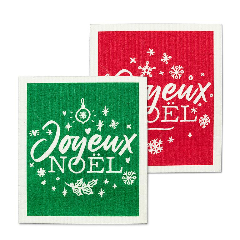 Joyeux Noel Dishcloths - Set of Two