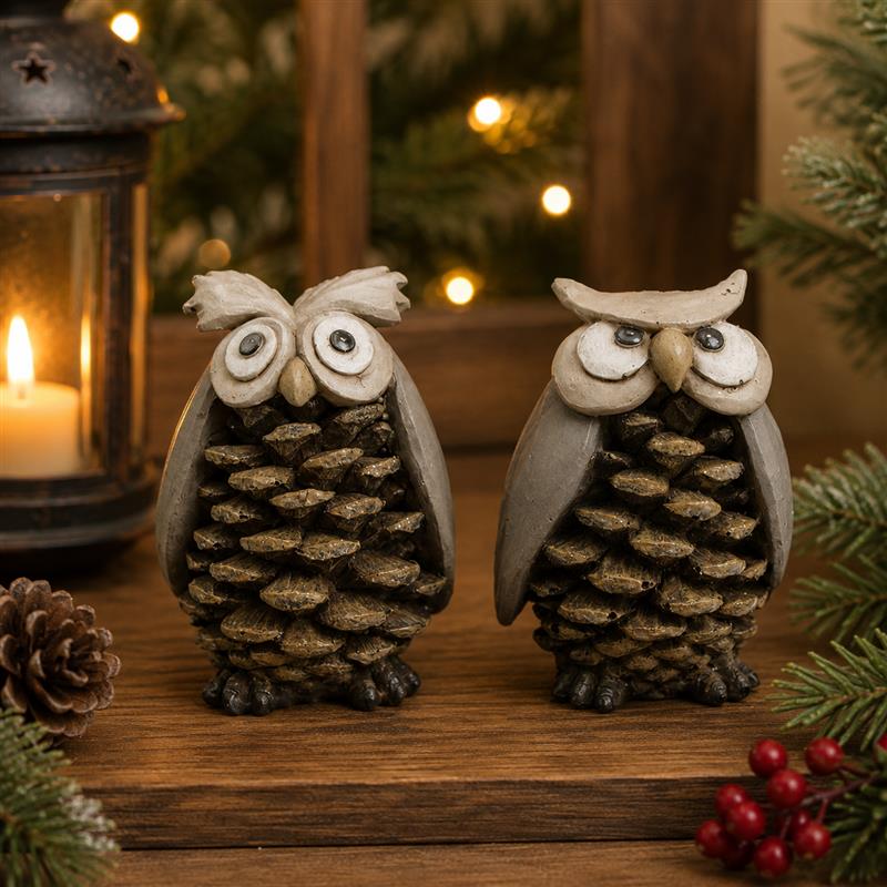Pinecone Owl Figurines