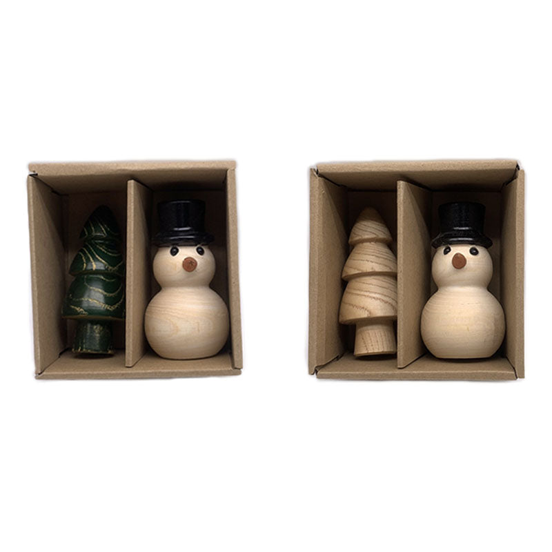 Assorted Wooden Snowman Figurines