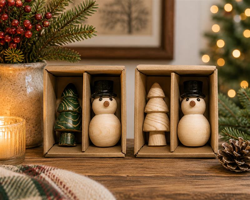 Assorted Wooden Snowman Figurines