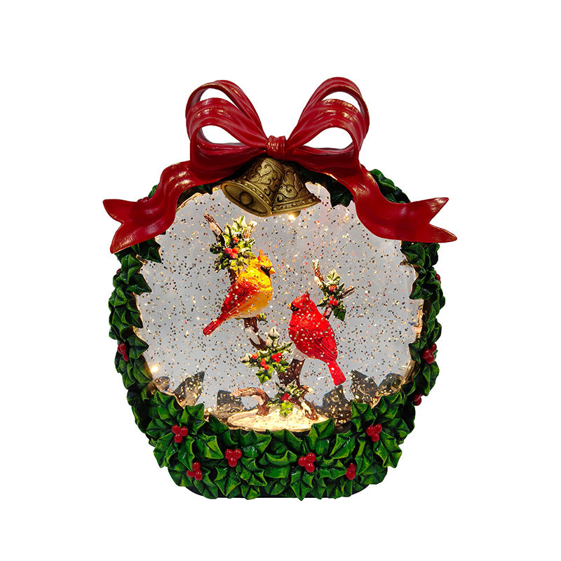 Cardinal Wreath Snow Globe