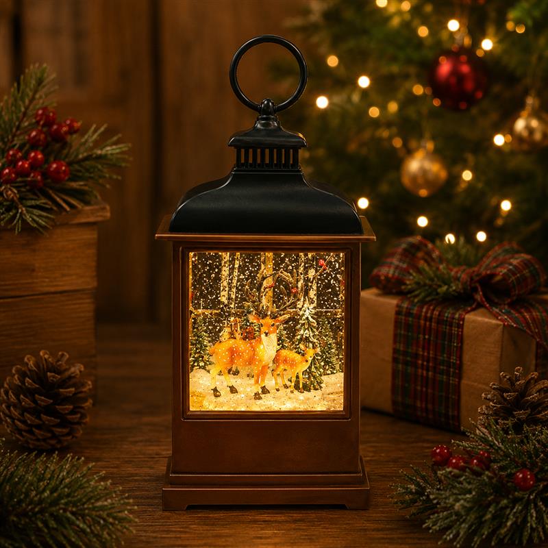 Deer and Cardinal Snow Globe