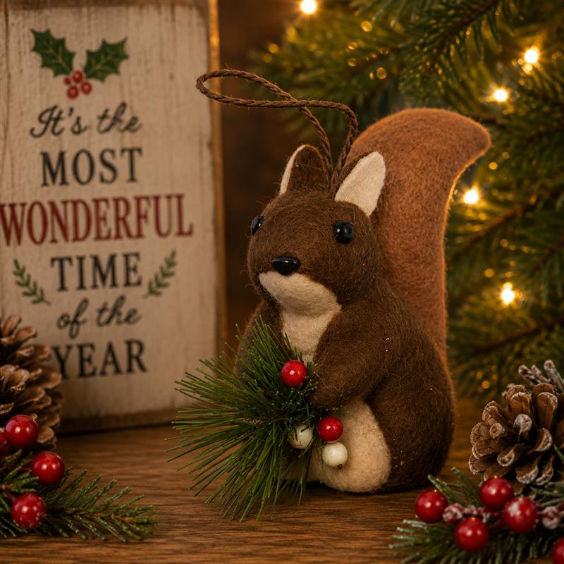 Squirrel Felt Ornament