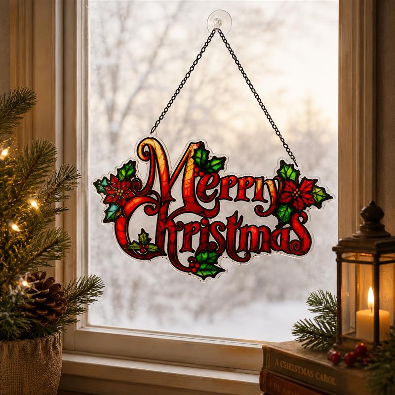 Holiday Stained Glass Window Hangings