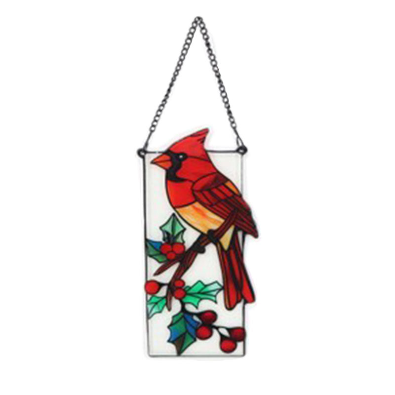 Cardinal Stained Glass Window Hanging