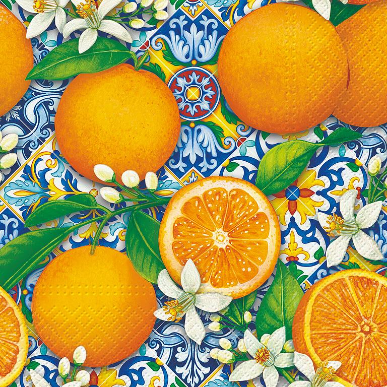 Orange Bloom Paper Napkins