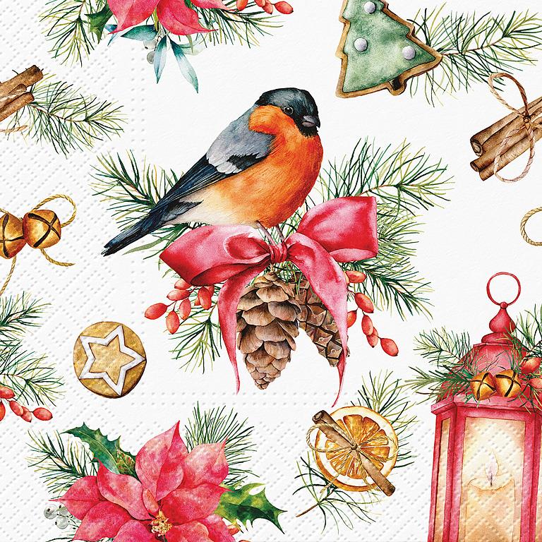 Large Bullfinch with Lamp Luncheon Napkins