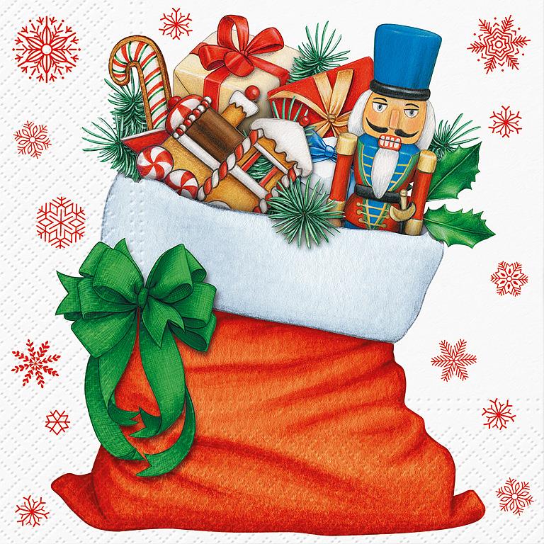 Luncheon Napkin: Santa's Gift Bag