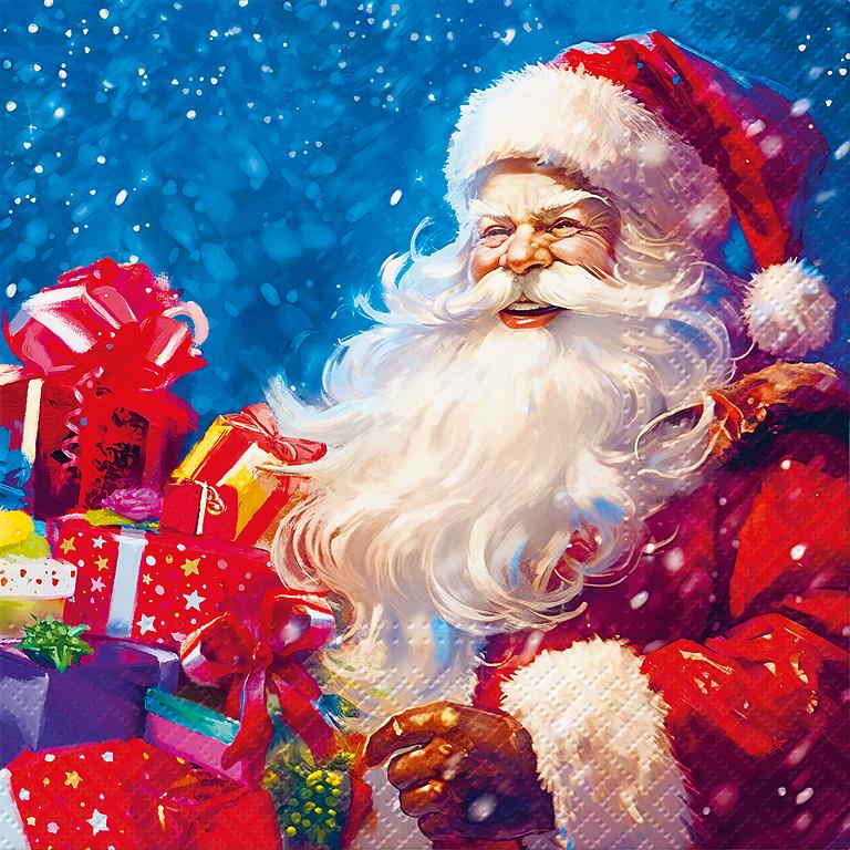 Luncheon Napkin: Santa with Presents